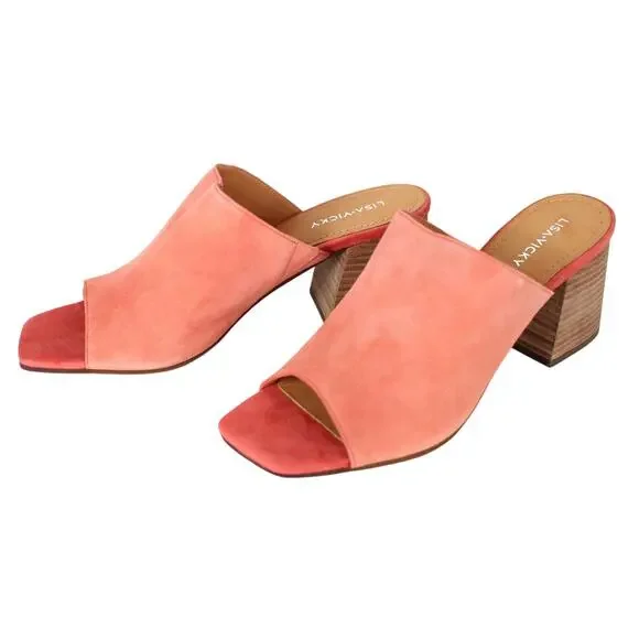 Coral Suede Open-Toe Mule Sandals - Le-Velocity - Picture 3 of 6